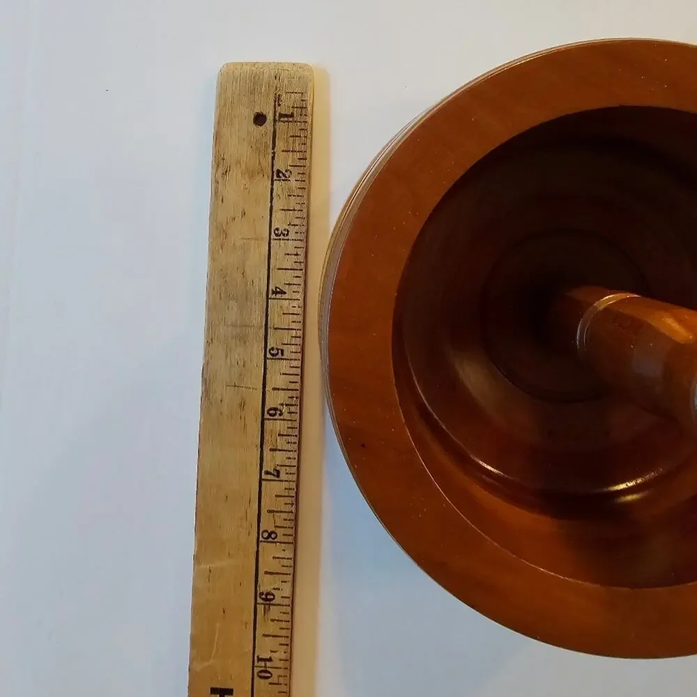 Vintage Hard Wooden Bowl and Pestle Look But Center is Fixed 1970s EUC